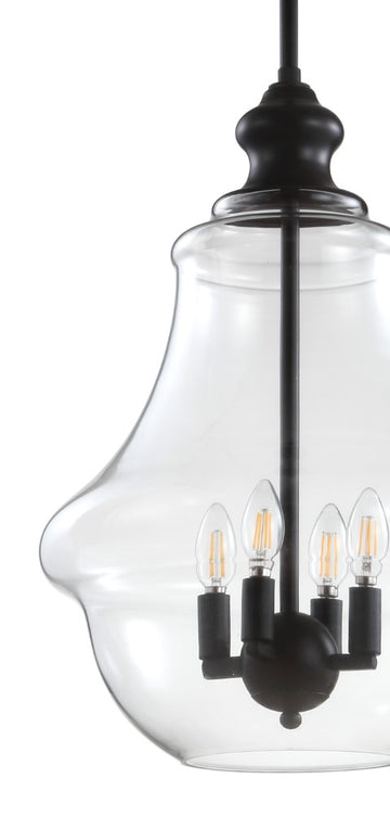 Adam Adjustable Metal/Glass LED Pendant - JONATHAN Y